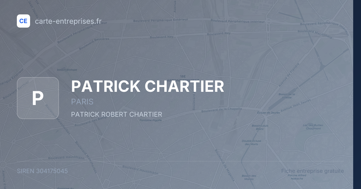 PATRICK CHARTIER — 304175045 — fiche entreprise