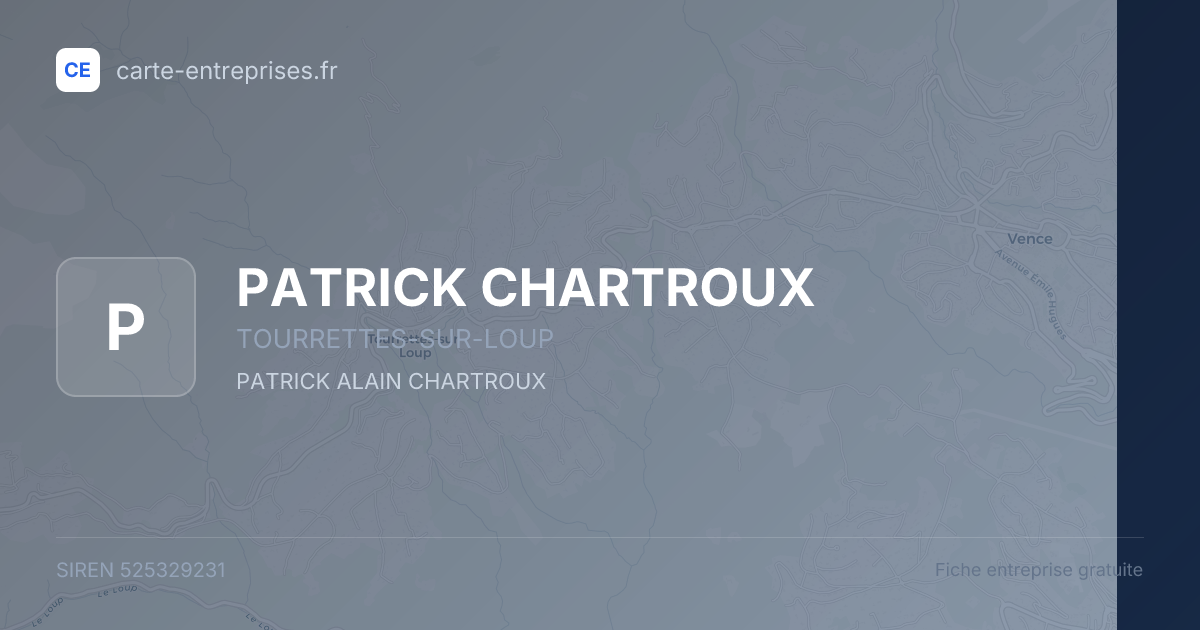 PATRICK CHARTROUX — 525329231 — fiche entreprise