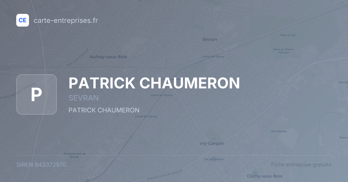 PATRICK CHAUMERON — 843372970 — fiche entreprise