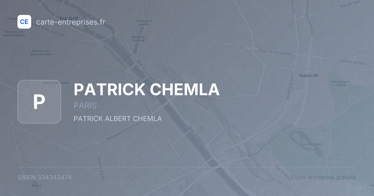 PATRICK CHEMLA — 334342474 — fiche entreprise