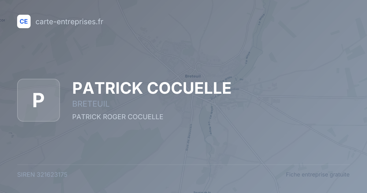 PATRICK COCUELLE — 321623175 — fiche entreprise