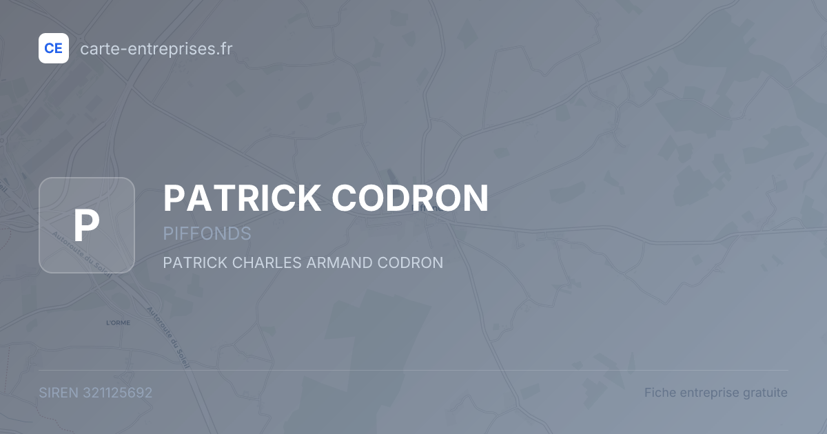 PATRICK CODRON — 321125692 — fiche entreprise