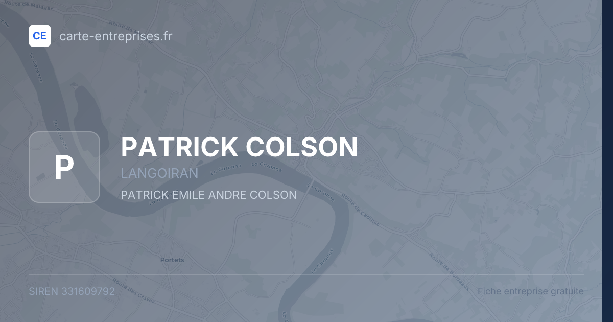 PATRICK COLSON — 331609792 — fiche entreprise