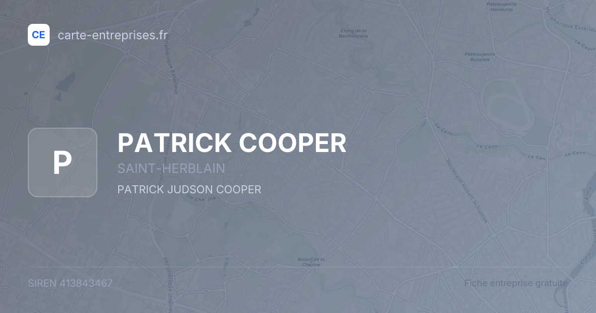 PATRICK COOPER — 413843467 — fiche entreprise