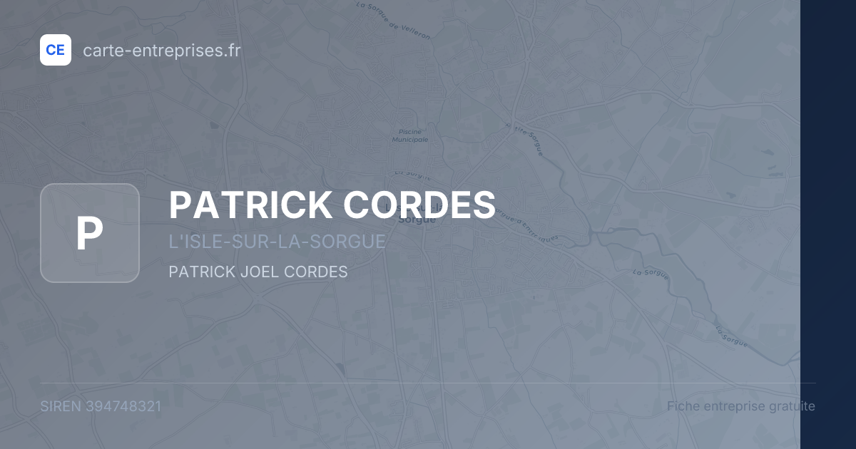 PATRICK CORDES — 394748321 — fiche entreprise