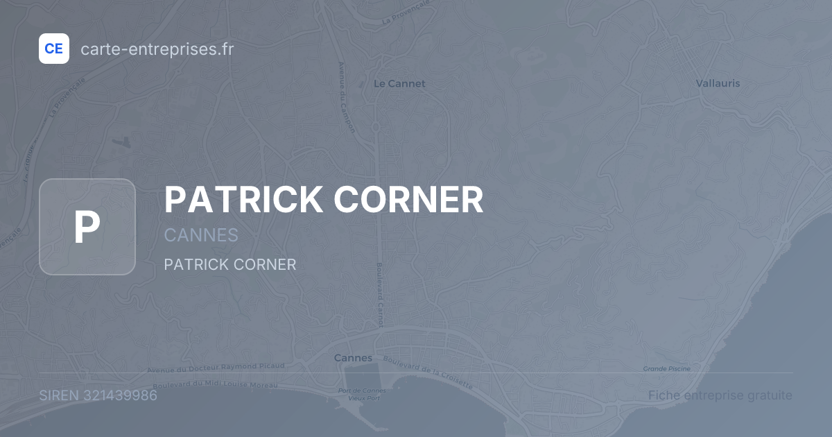 PATRICK CORNER — 321439986 — fiche entreprise