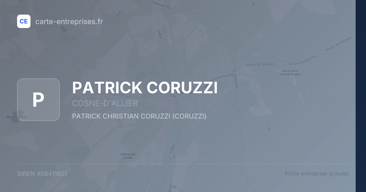 PATRICK CORUZZI — 408411601 — fiche entreprise