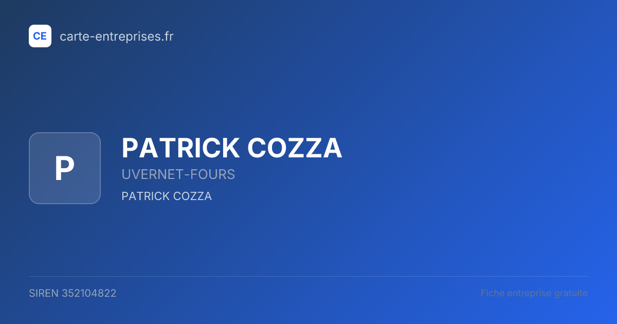 PATRICK COZZA — 352104822 — fiche entreprise