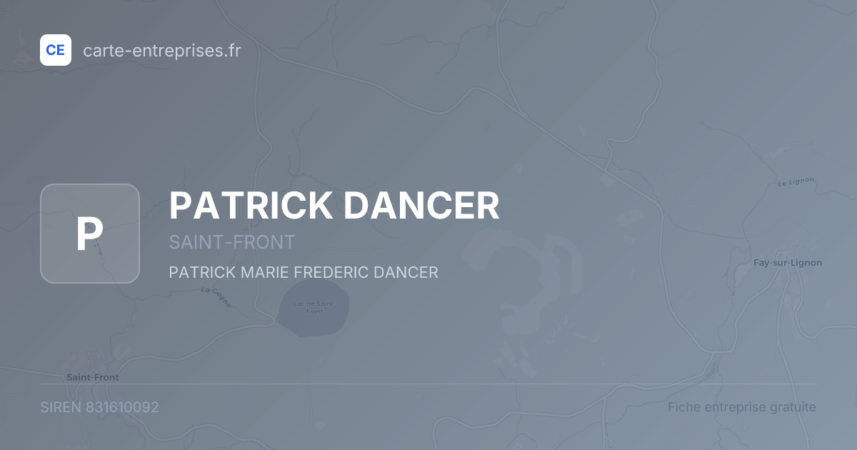 PATRICK DANCER — 831610092 — fiche entreprise