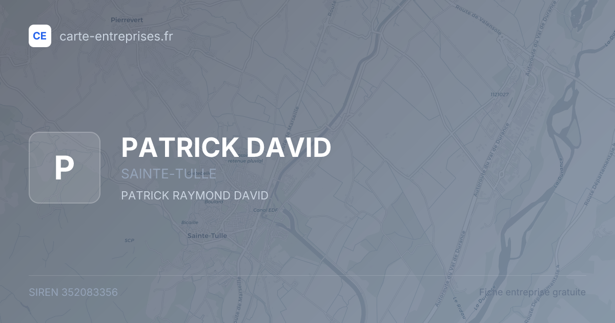 PATRICK DAVID — 352083356 — fiche entreprise