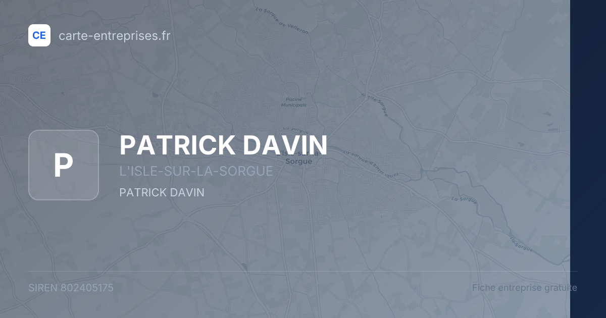 PATRICK DAVIN — 802405175 — fiche entreprise