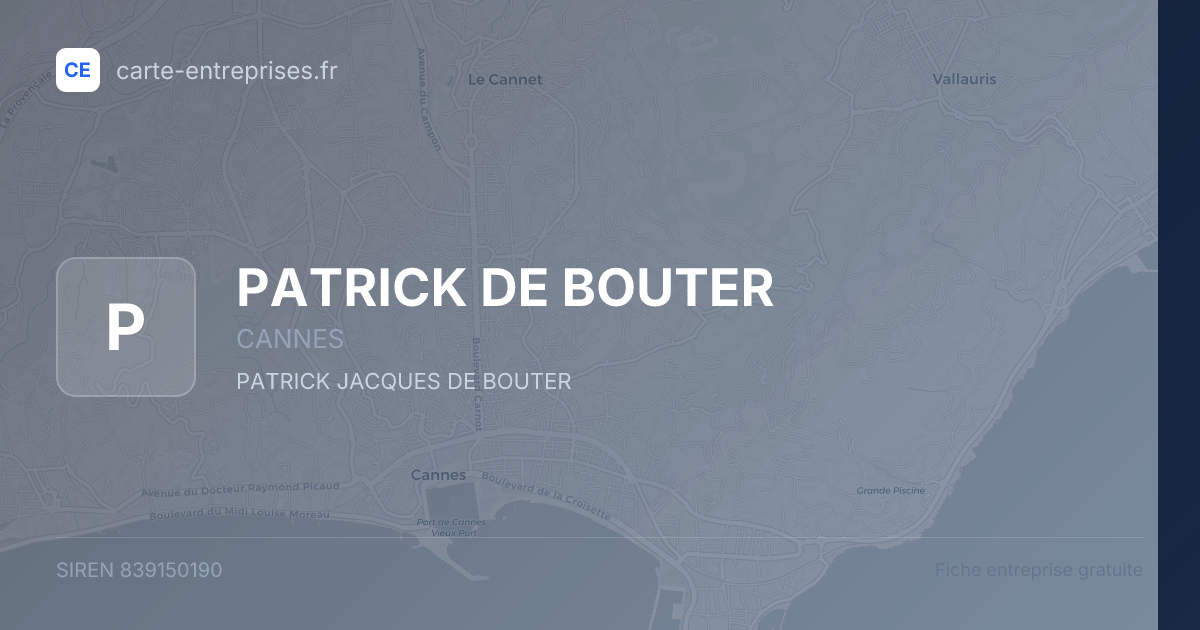 PATRICK DE BOUTER — 839150190 — fiche entreprise