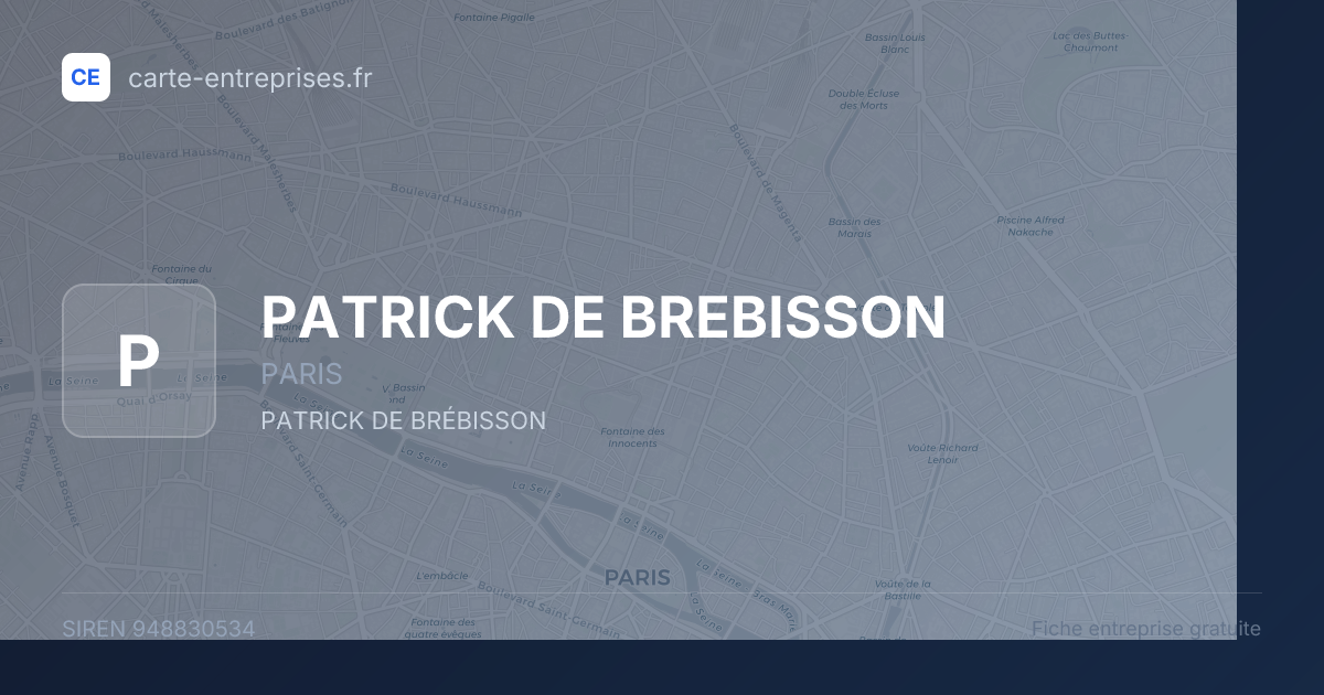 PATRICK DE BREBISSON — 948830534 — fiche entreprise