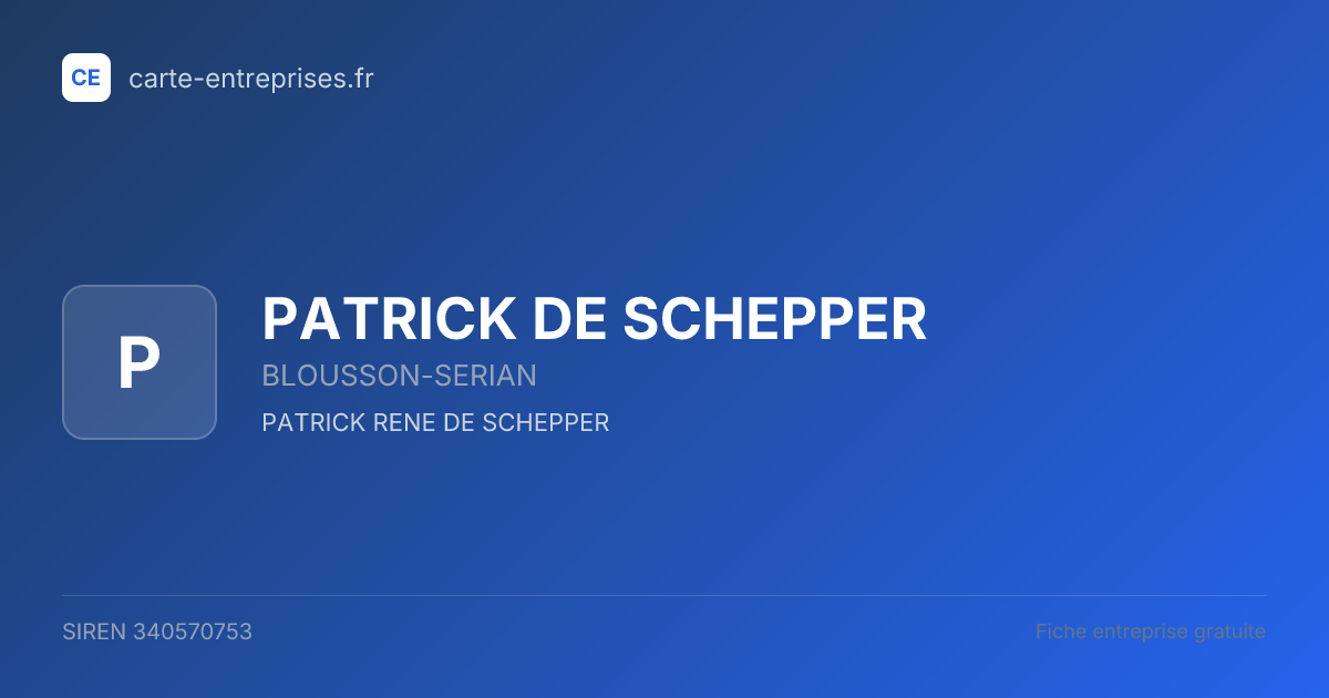 PATRICK DE SCHEPPER — 340570753 — fiche entreprise