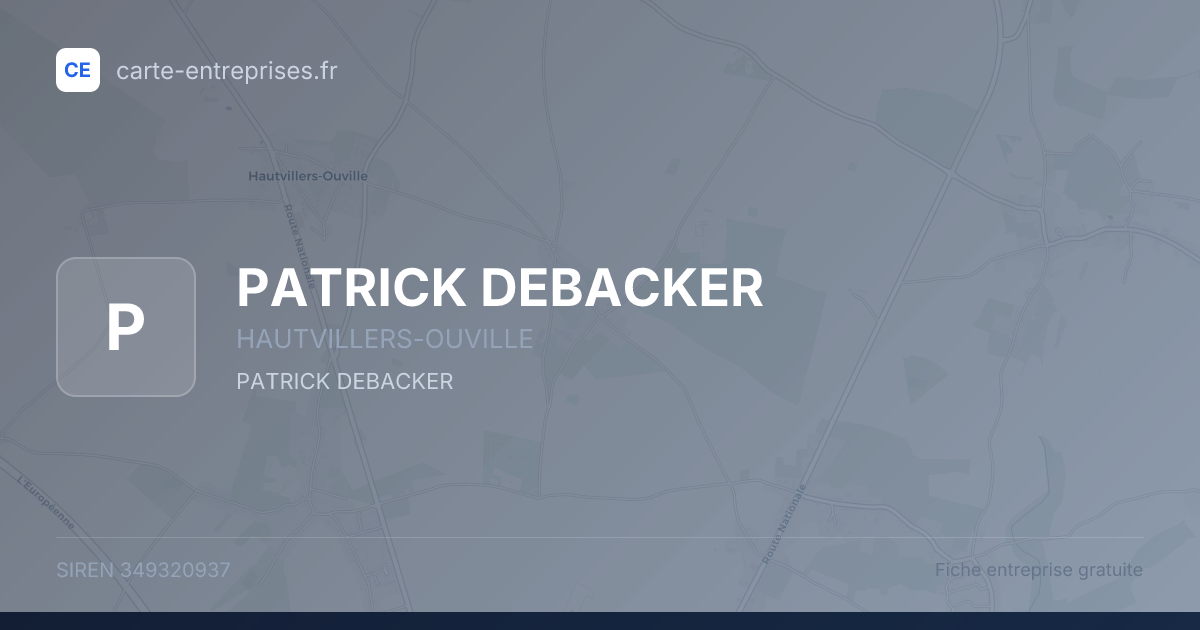 PATRICK DEBACKER — 349320937 — fiche entreprise