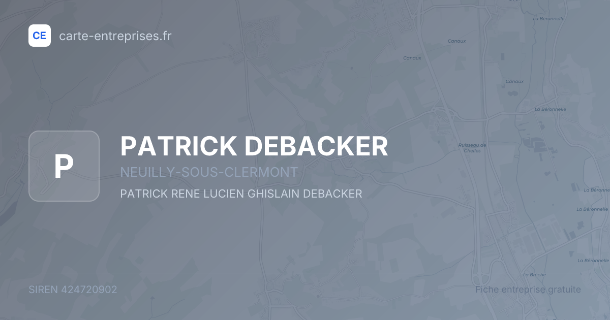 PATRICK DEBACKER — 424720902 — fiche entreprise