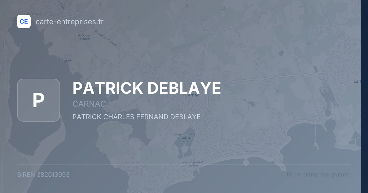 PATRICK DEBLAYE — 382013993 — fiche entreprise