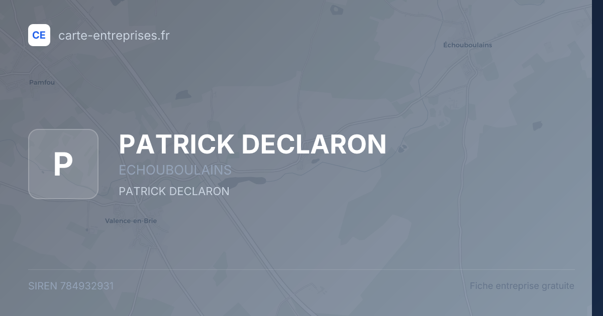 PATRICK DECLARON — 784932931 — fiche entreprise