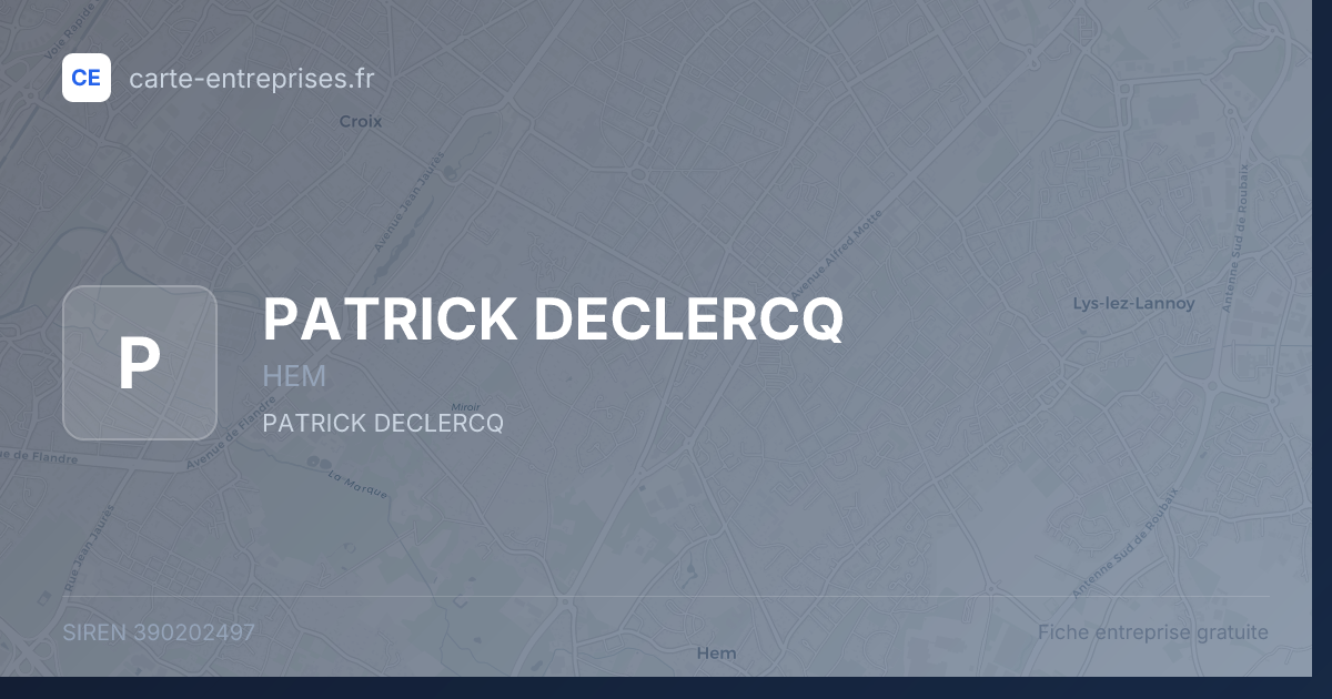 PATRICK DECLERCQ — 390202497 — fiche entreprise