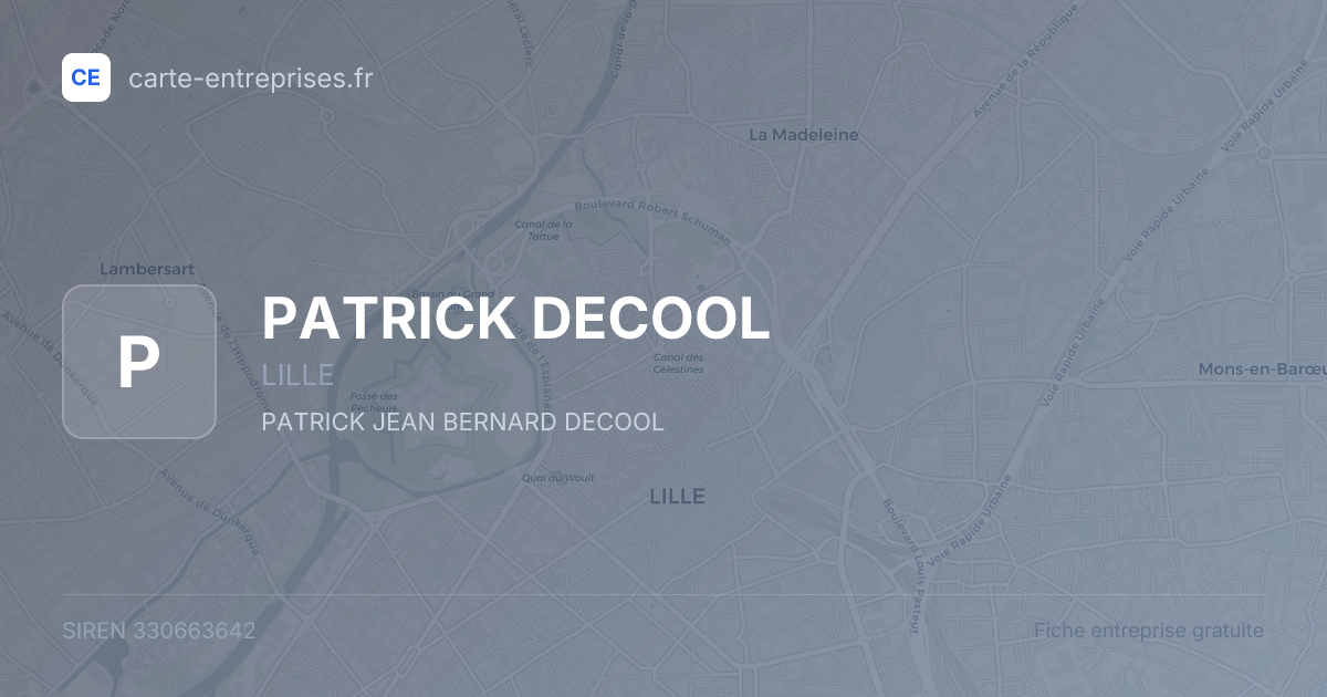 PATRICK DECOOL — 330663642 — fiche entreprise