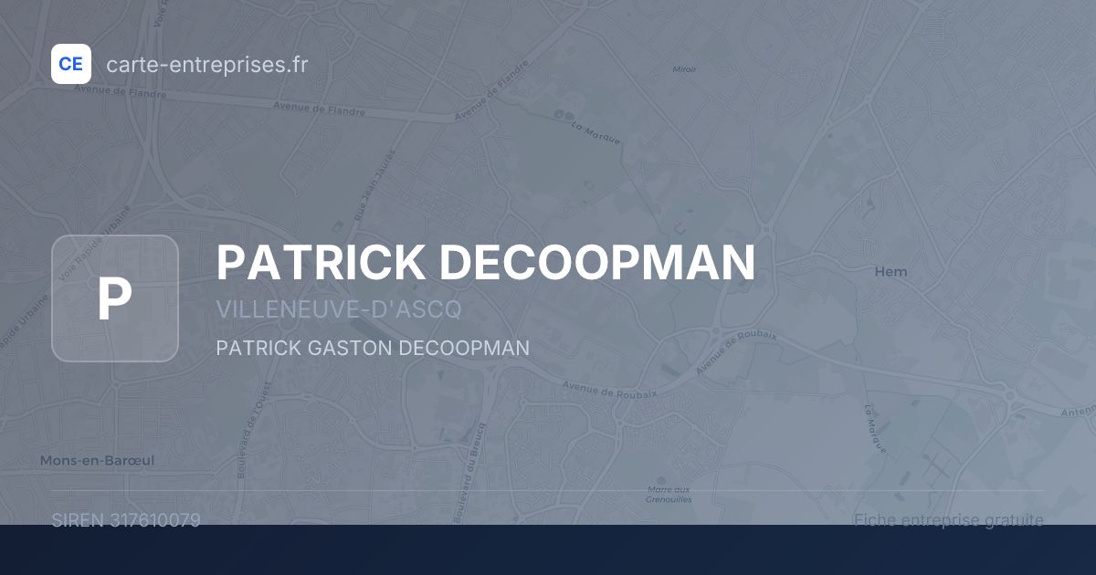 PATRICK DECOOPMAN — 317610079 — fiche entreprise