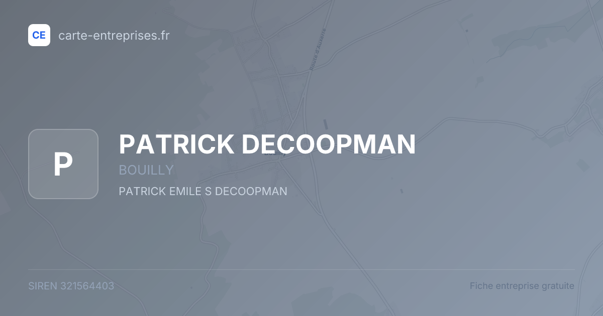 PATRICK DECOOPMAN — 321564403 — fiche entreprise