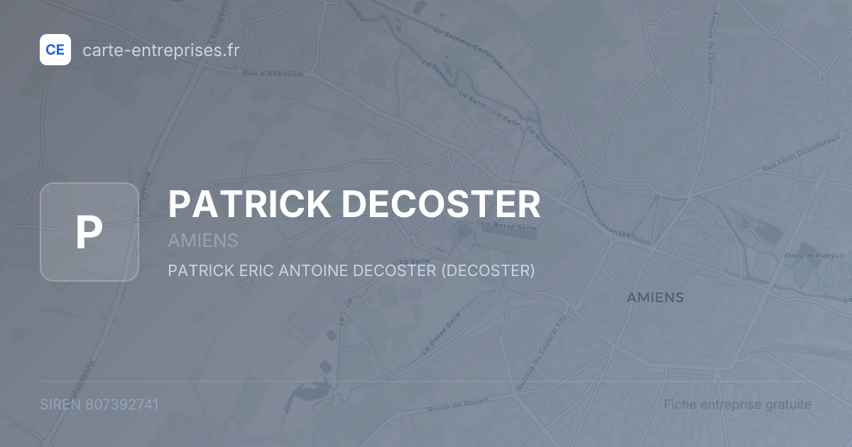 PATRICK DECOSTER — 807392741 — fiche entreprise