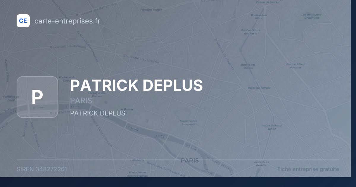 PATRICK DEPLUS — 348272261 — fiche entreprise