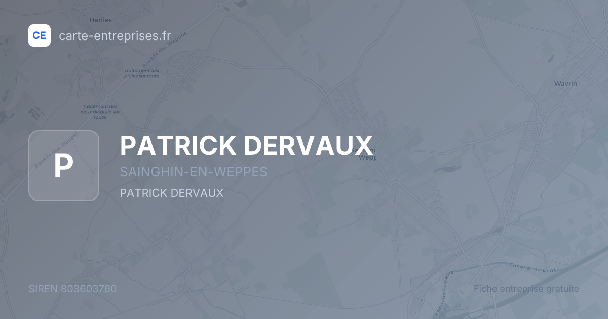 PATRICK DERVAUX — 803603760 — fiche entreprise