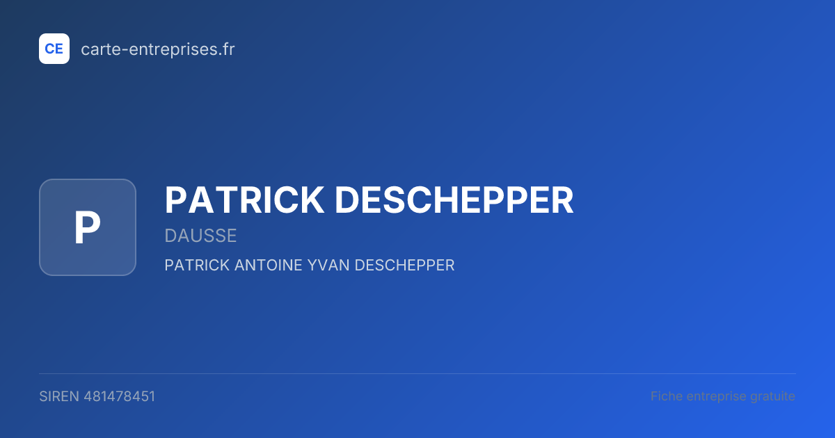 PATRICK DESCHEPPER — 481478451 — fiche entreprise