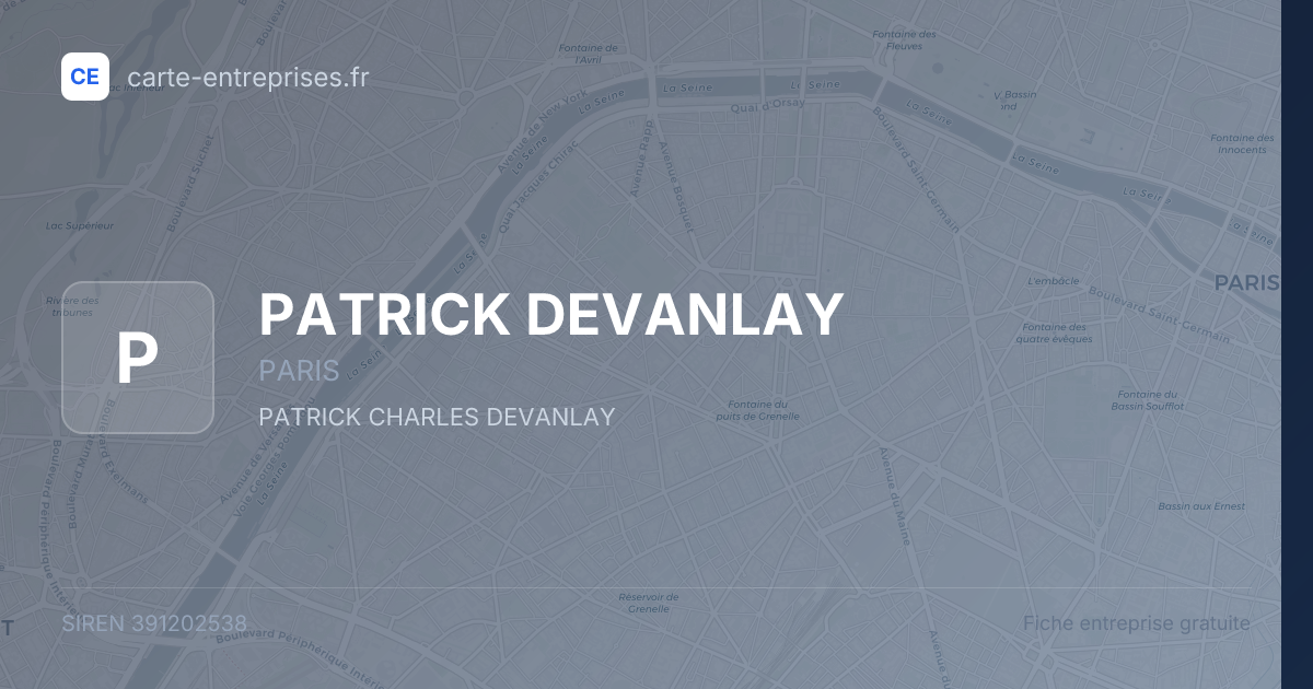 PATRICK DEVANLAY — 391202538 — fiche entreprise