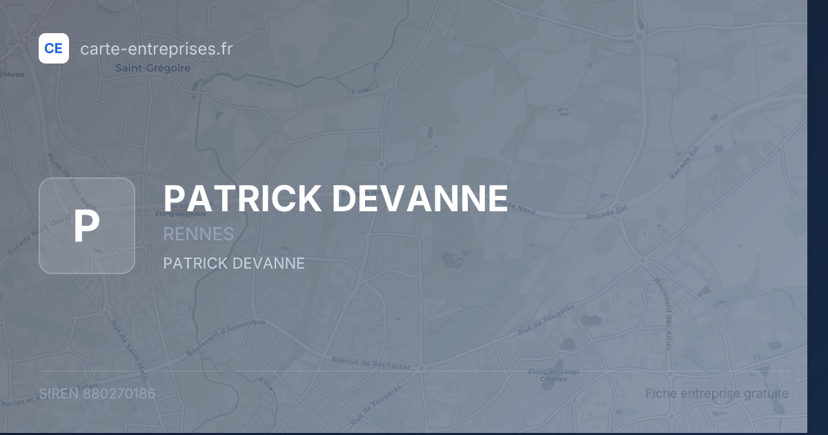 PATRICK DEVANNE — 880270186 — fiche entreprise