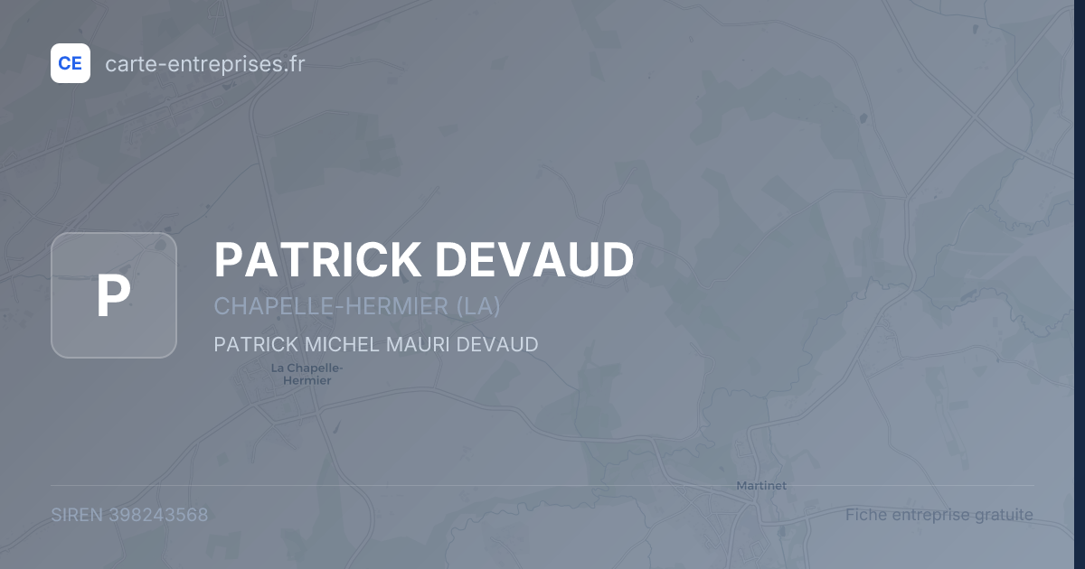 PATRICK DEVAUD — 398243568 — fiche entreprise