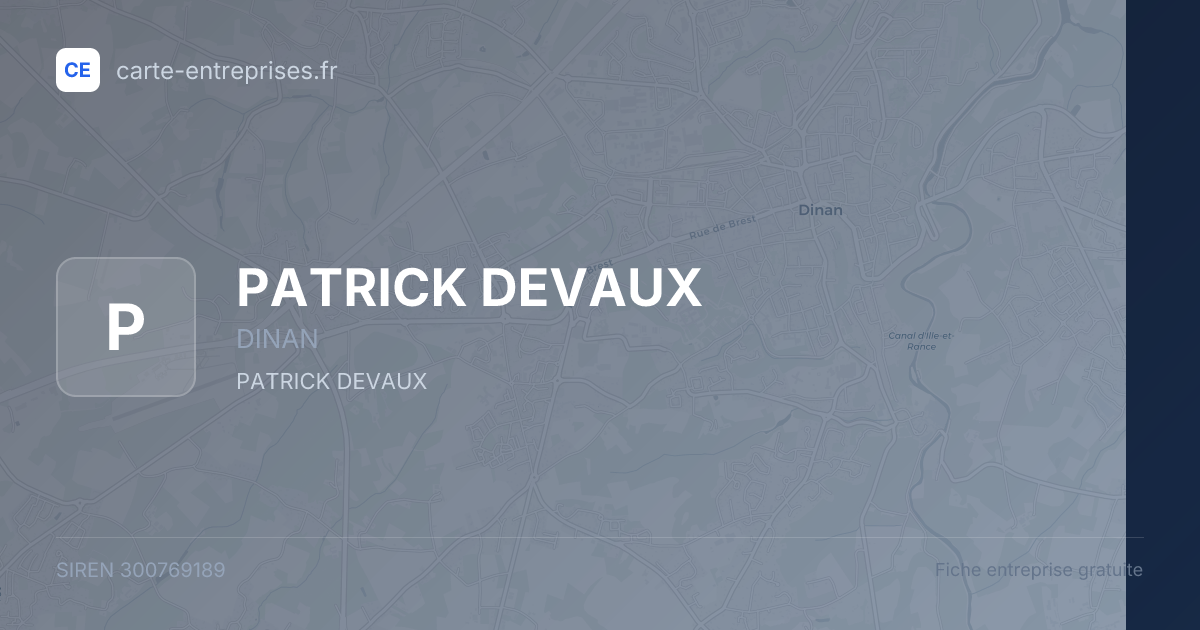 PATRICK DEVAUX — 300769189 — fiche entreprise