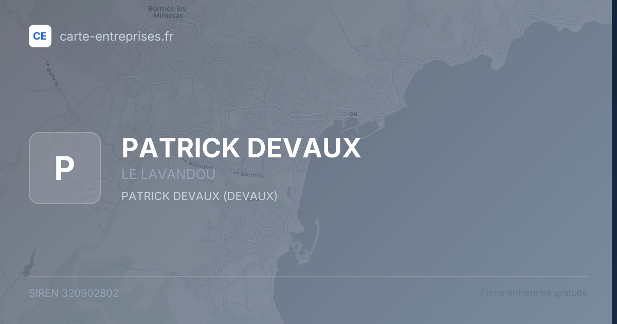 PATRICK DEVAUX — 320902802 — fiche entreprise