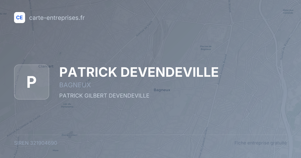 PATRICK DEVENDEVILLE — 321904690 — fiche entreprise