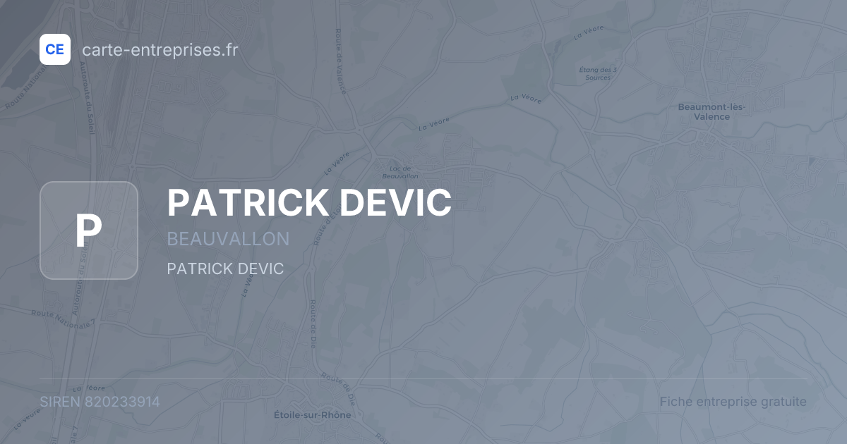 PATRICK DEVIC — 820233914 — fiche entreprise