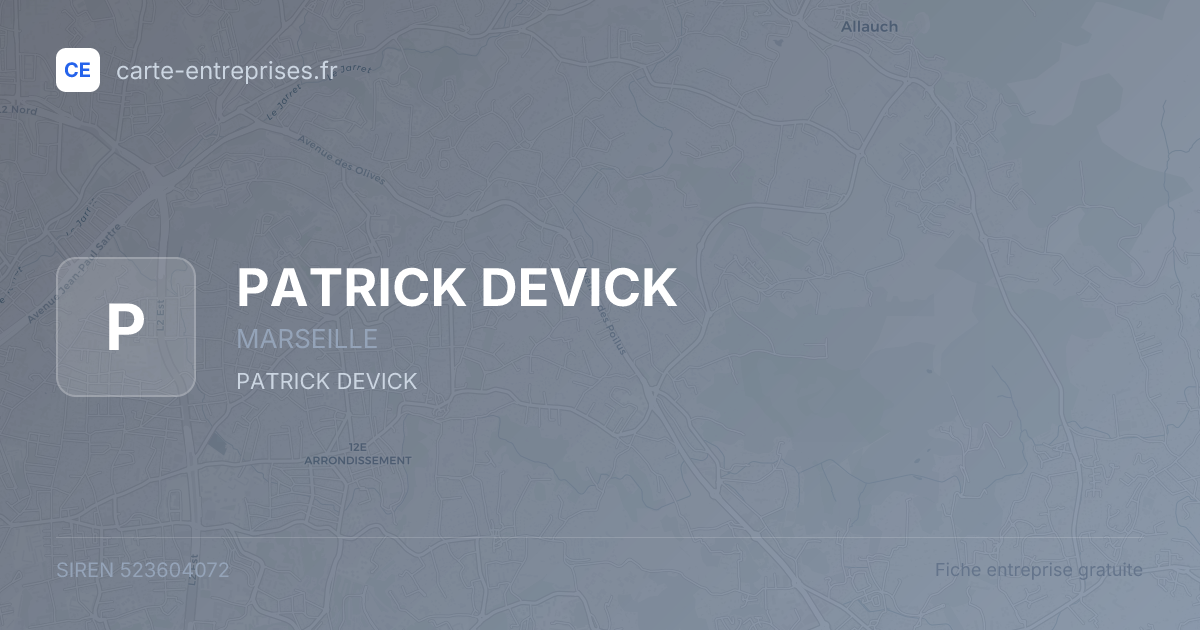 PATRICK DEVICK — 523604072 — fiche entreprise