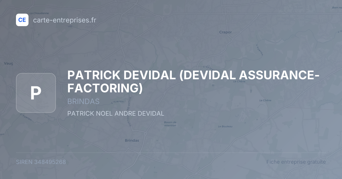 PATRICK DEVIDAL (DEVIDAL ASSURANCE-FACTORING) — 348495268 — fiche entreprise