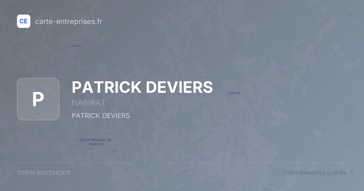 PATRICK DEVIERS — 980394308 — fiche entreprise