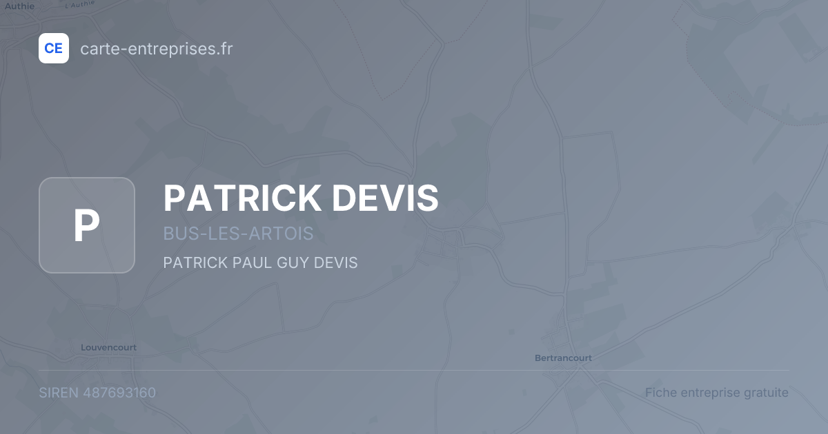 PATRICK DEVIS — 487693160 — fiche entreprise