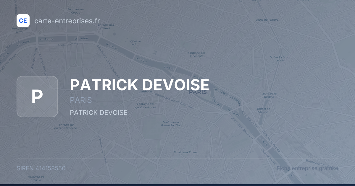 PATRICK DEVOISE — 414158550 — fiche entreprise