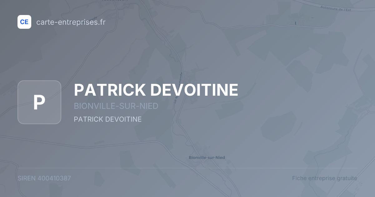 PATRICK DEVOITINE — 400410387 — fiche entreprise