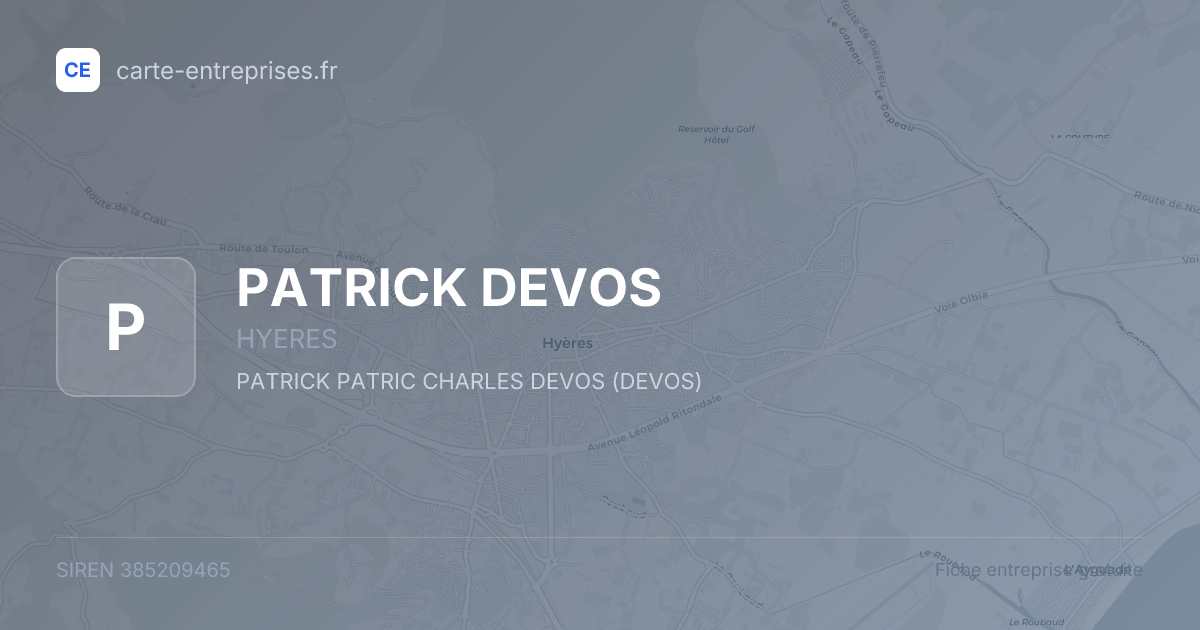 PATRICK DEVOS — 385209465 — fiche entreprise