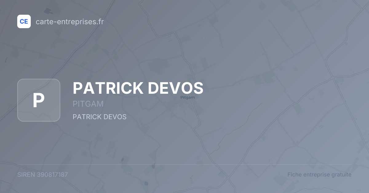 PATRICK DEVOS — 390817187 — fiche entreprise