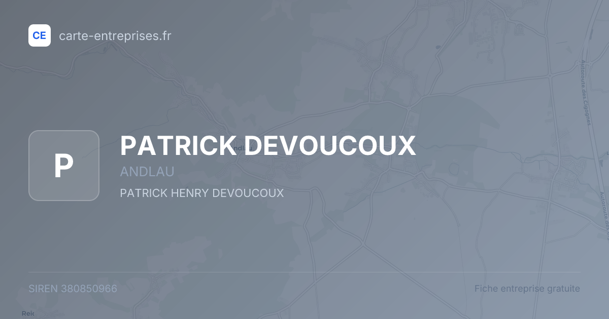 PATRICK DEVOUCOUX — 380850966 — fiche entreprise