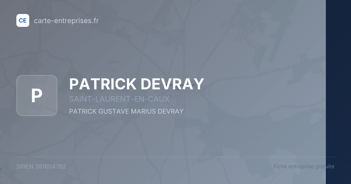 PATRICK DEVRAY — 391604782 — fiche entreprise