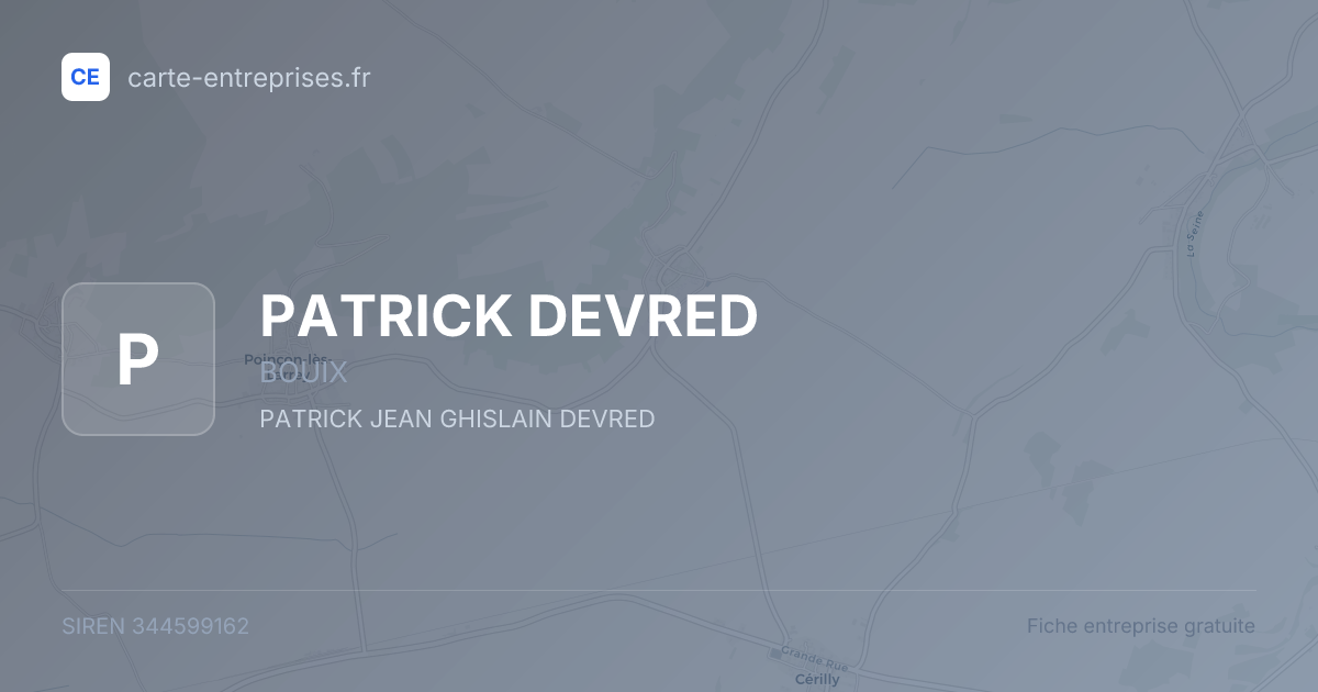 PATRICK DEVRED — 344599162 — fiche entreprise