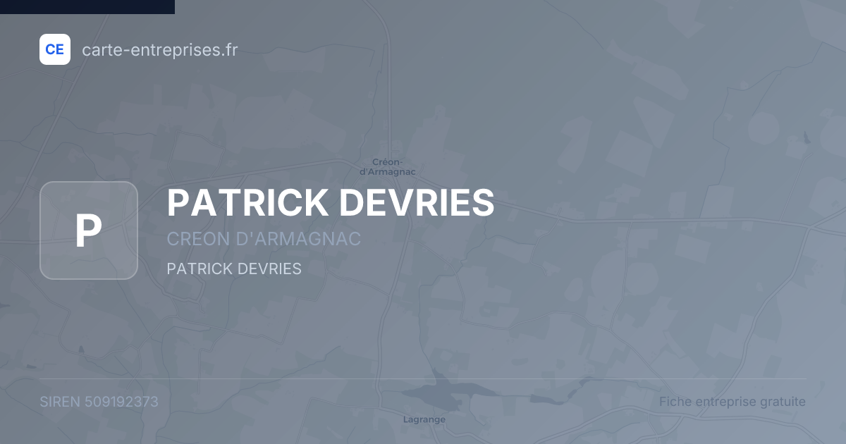 PATRICK DEVRIES — 509192373 — fiche entreprise