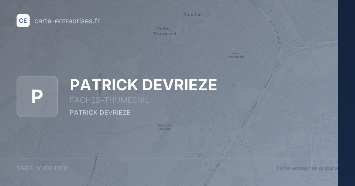 PATRICK DEVRIEZE — 304361066 — fiche entreprise